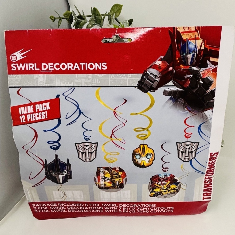 Transformers Swirl Decorations 12 Pc Party Hanging Decor Hasbro 2014 New